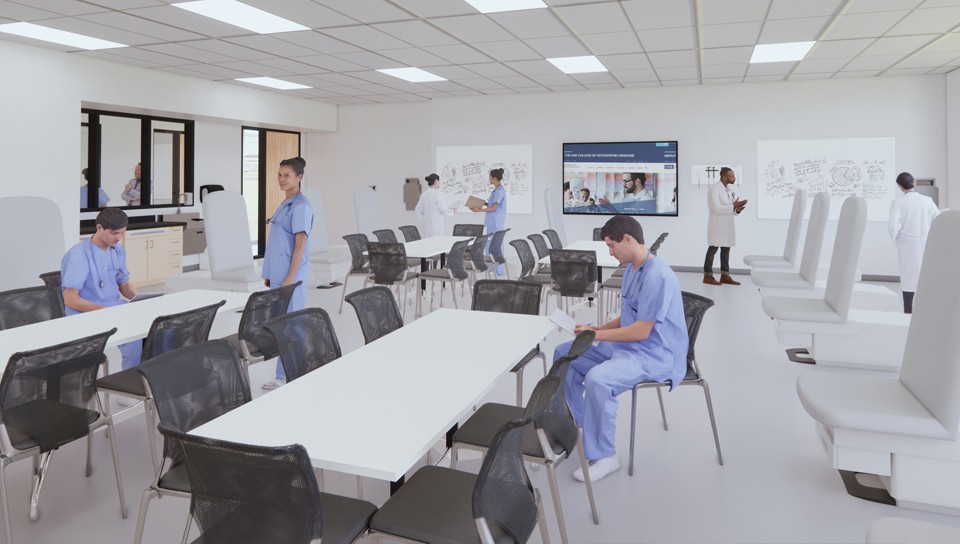 CGI rendering of an interior space in the upcoming COM building