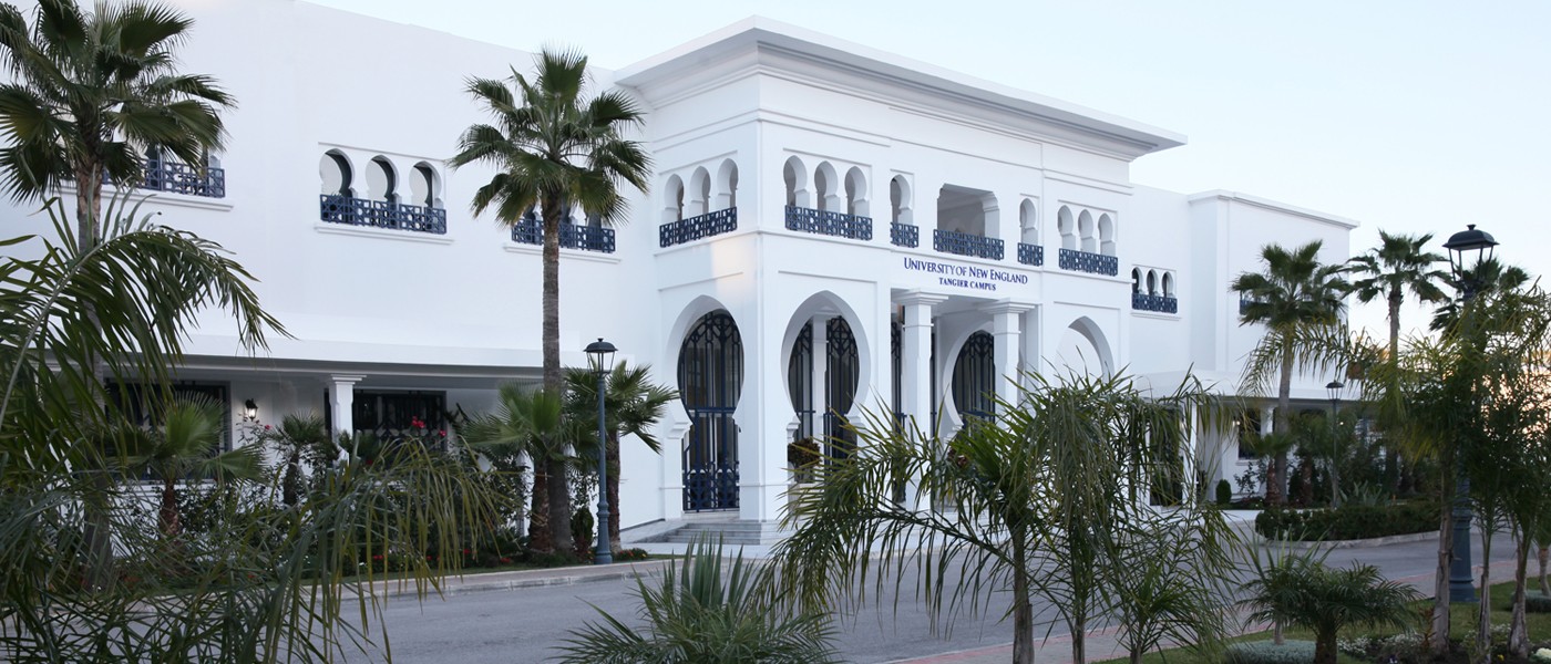 exterior image of the academic building on U N E's tangier, morocco campus