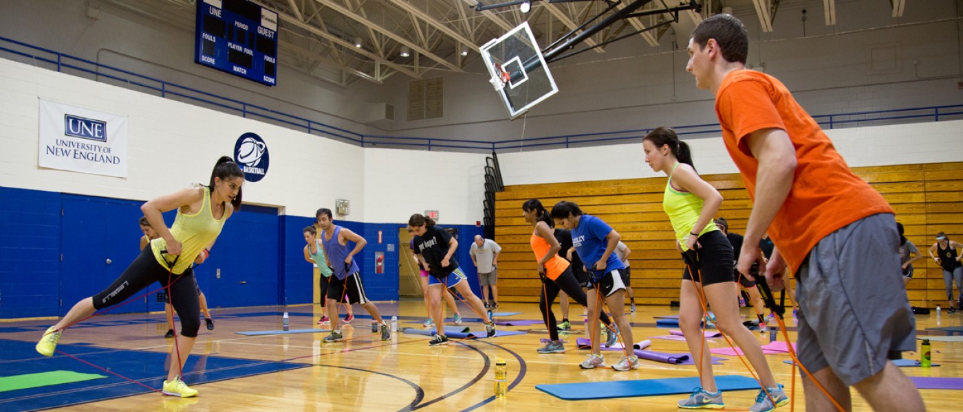 Students working out in an exercise class