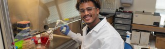 A U N E student does research in the Biomedical Research Excellence for the Study of Pain and sensory function